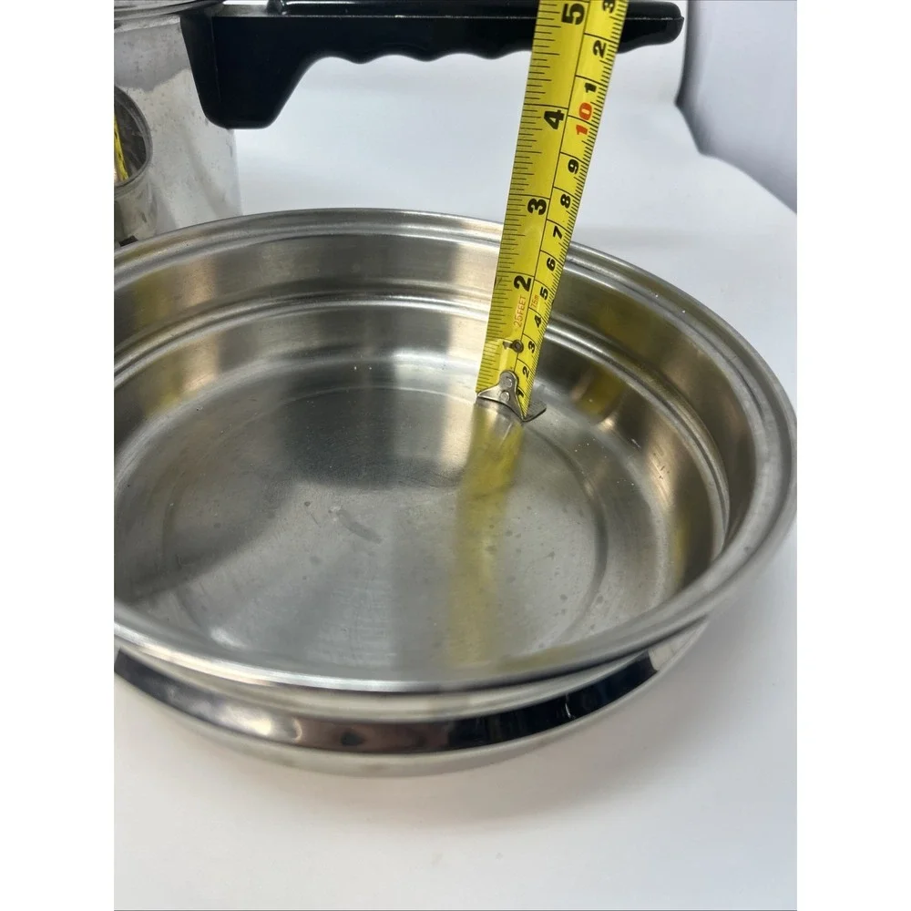 Vintage Lifetime 2.5 QT Saucepan Double Boiler and Lid Stainless Steel USA 3 PC